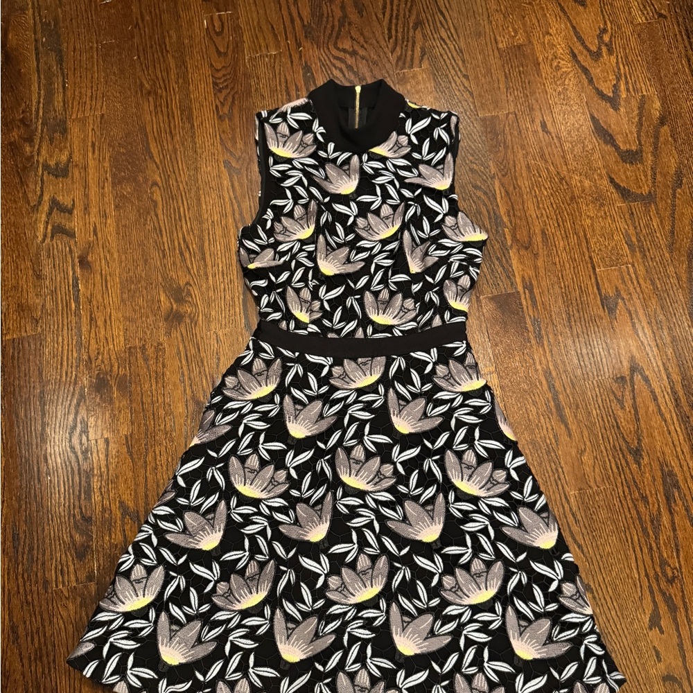 Self-Portrait Black Dress with Floral Trim